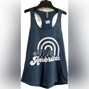 Custom Next Level Navy “Made in America” Racer Back Tank - Med